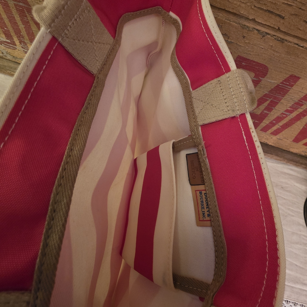 Dooney & Bourke Red and White Striped Tote Bag - Picture 11 of 13